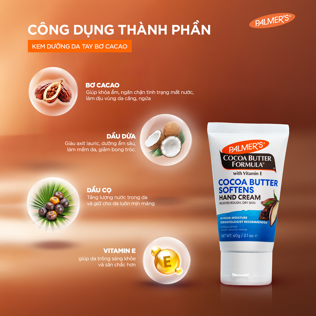 Kem dưỡng tay mềm mịn cho da khô Bơ Cacao Palmer's