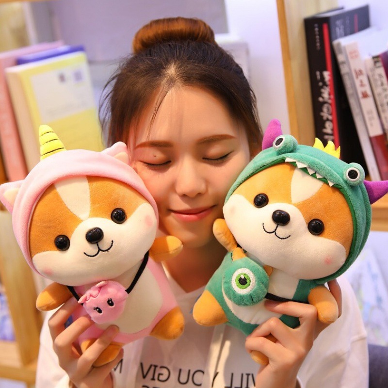 Gấu bông chú chó Shiba đeo túi đáng yêu 25cm