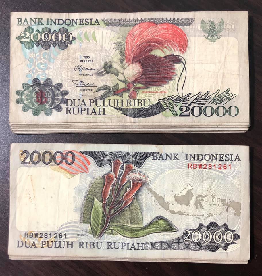 Tiền cổ thế giới, tờ 20000 Rupiah Indonesia 1995 sưu tầm