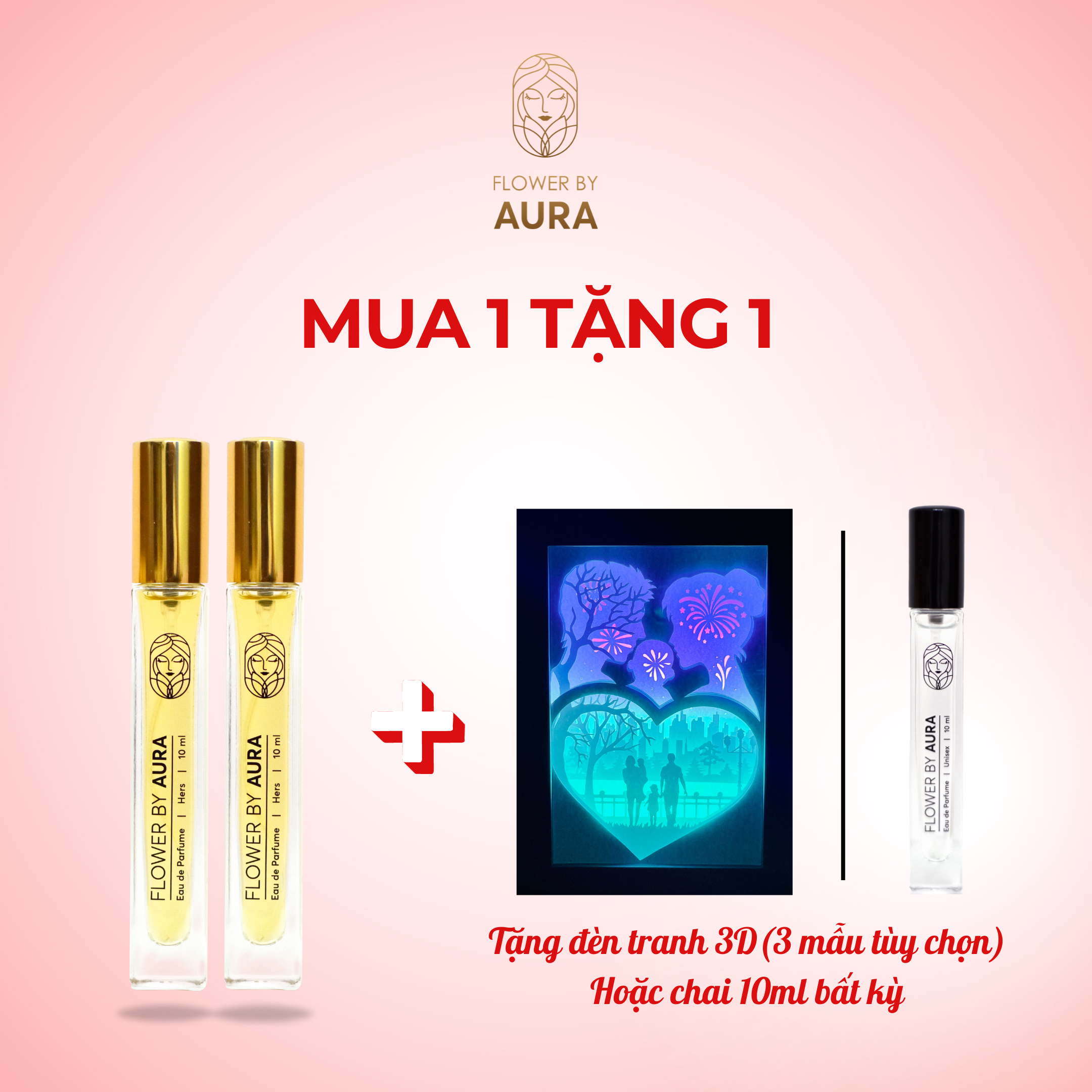 Nước hoa thiên nhiên Flower By Aura_Combo 2 chai Hers 10ml