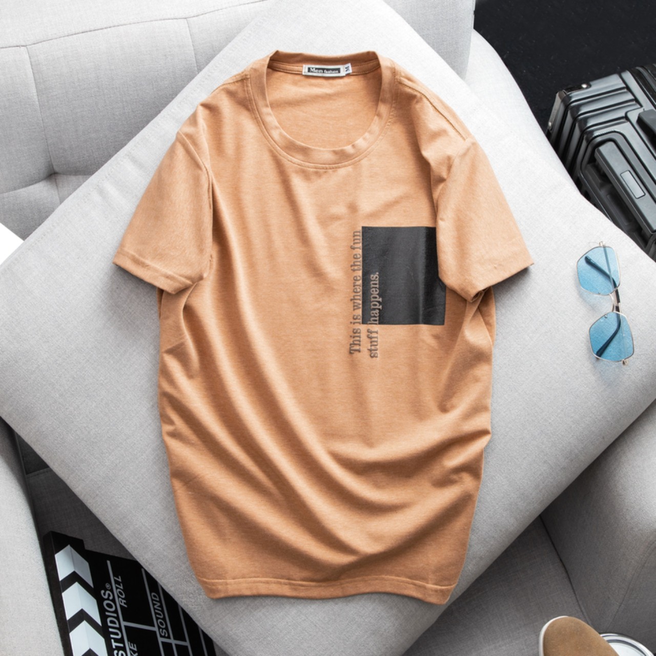 Áo Thun Nam Cổ Tròn Cotton In Họa Tiết trẻ trung AT112