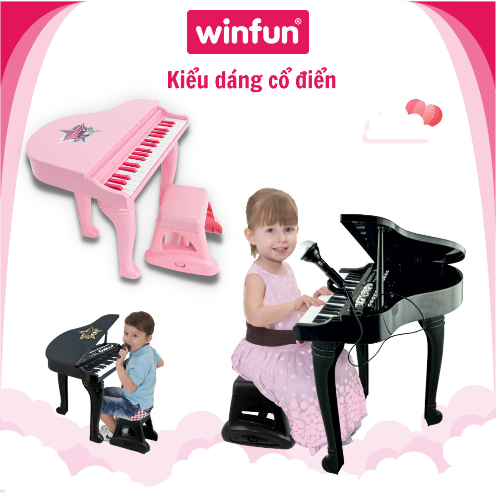 Đồ chơi âm nhạc cho bé - Đàn piano cổ điển kèm mic thu âm Winfun 2045 đồ chơi cho bé 3 tuổi trở lên