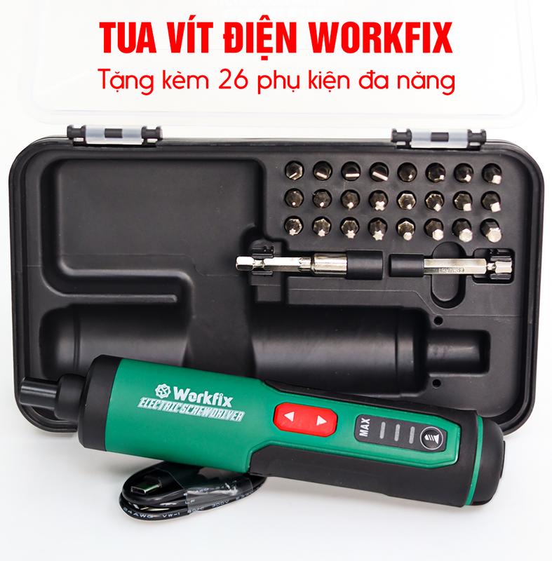 [Tặng 26 Phụ Kiện] Máy Vặn Vít Cầm Tay 4V Workfix - WF-SD0405 - Lực Siết 5N - Bảo hành Chính Hãg 6 Tháng