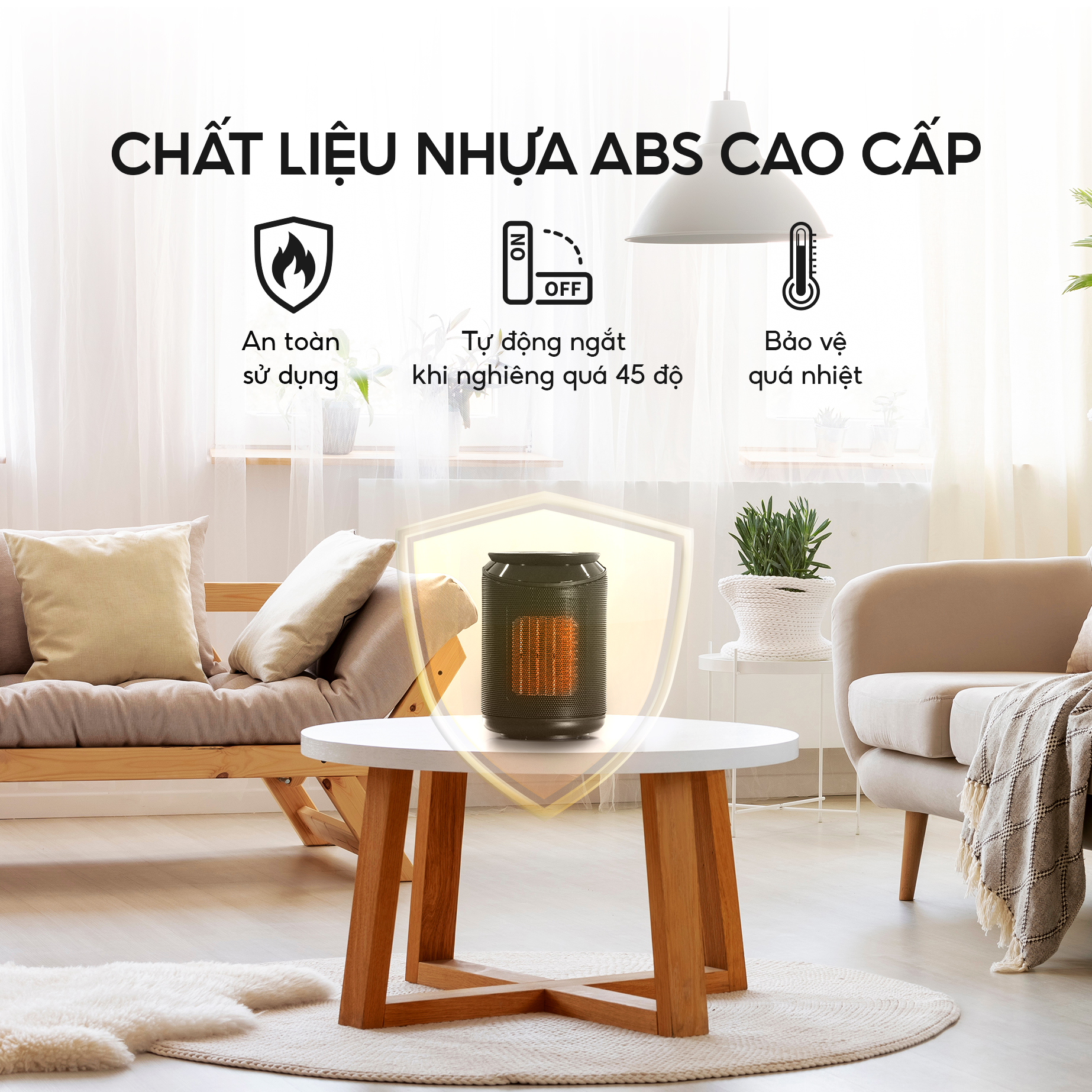 Máy sưởi mini Lebenlang LBL0278, quạt sưởi gốm 2000W, tiết kiệm điện không đốt oxy,an toàn, bảo hành 2 năm - hàng chính hãng