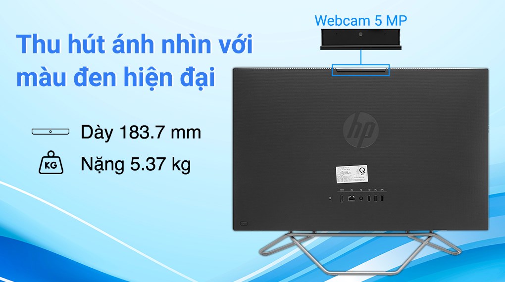 HP 205 Pro G8 AIO R3 5300U/4GB/256GB/23.8&quot;F/KB/Mouse/Win11/( 5R3F1PA )/Đen - Hàng chính hãng