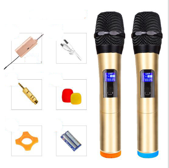 Bộ loa hát karaoke gồm 2 micro UHF dùng cho tivi smart và điện thoại A22 DM2KM  ( Hàng nhập khẩu )