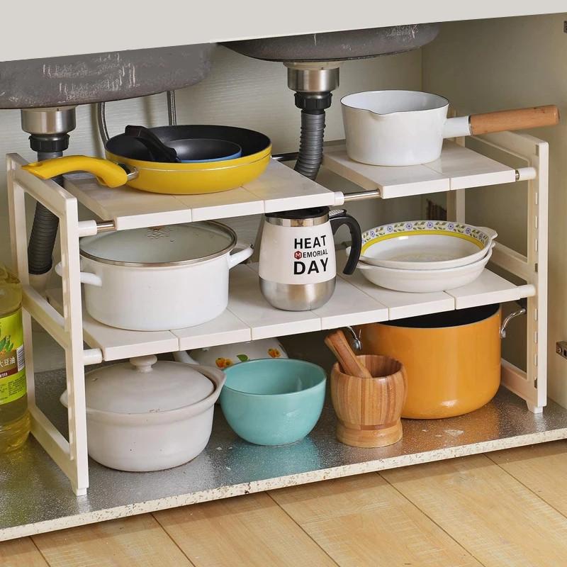 Mở Rộng Dưới Bồn Rửa Nhà Tổ Chức 1/2 Tầng Vật Dụng Nhà Bếp Tủ Người Tổ Chức, Nồi Chảo Giá Để Gia Vị, lưu Trữ Kệ Nhà Bếp, Nhà Tắm