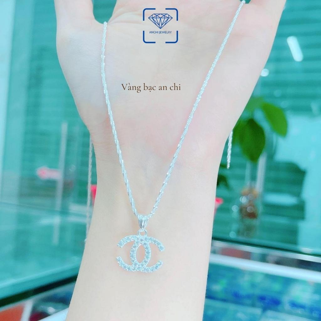 Dây chuyền bạc nữ kèm mặt hình chữ X đính đá trẻ trung thanh lịch, trang sức Anchi jewelry