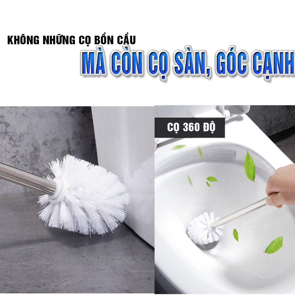 Bộ cốc chổi cọ bồn cầu, toilet nhà vệ sinh, sàn nhà treo tường, có giá đỡ bằng Inox 304 kháng khuẩn, không cần khoan, DAN HOUSE 3.11.11