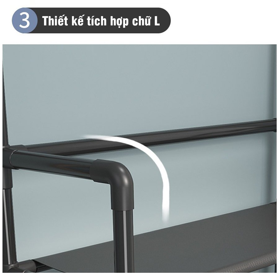 Giá Để Giày Dép Kèm Thanh Treo Đồ Chất Liệu Thép Carbon Kiểu Dáng Hiện Đại, Tiện Ích