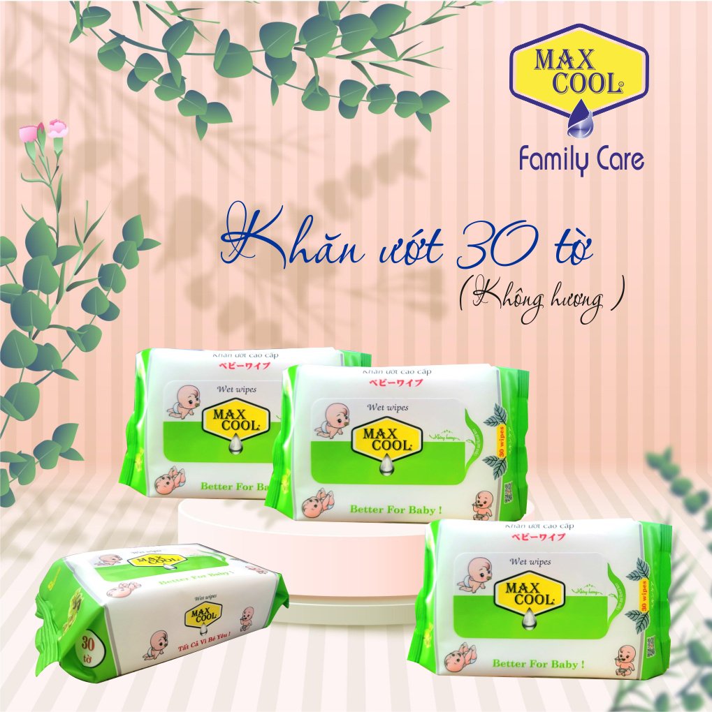 Combo 2 Gói Khăn Ướt Max Cool 30 Tờ Không Hương