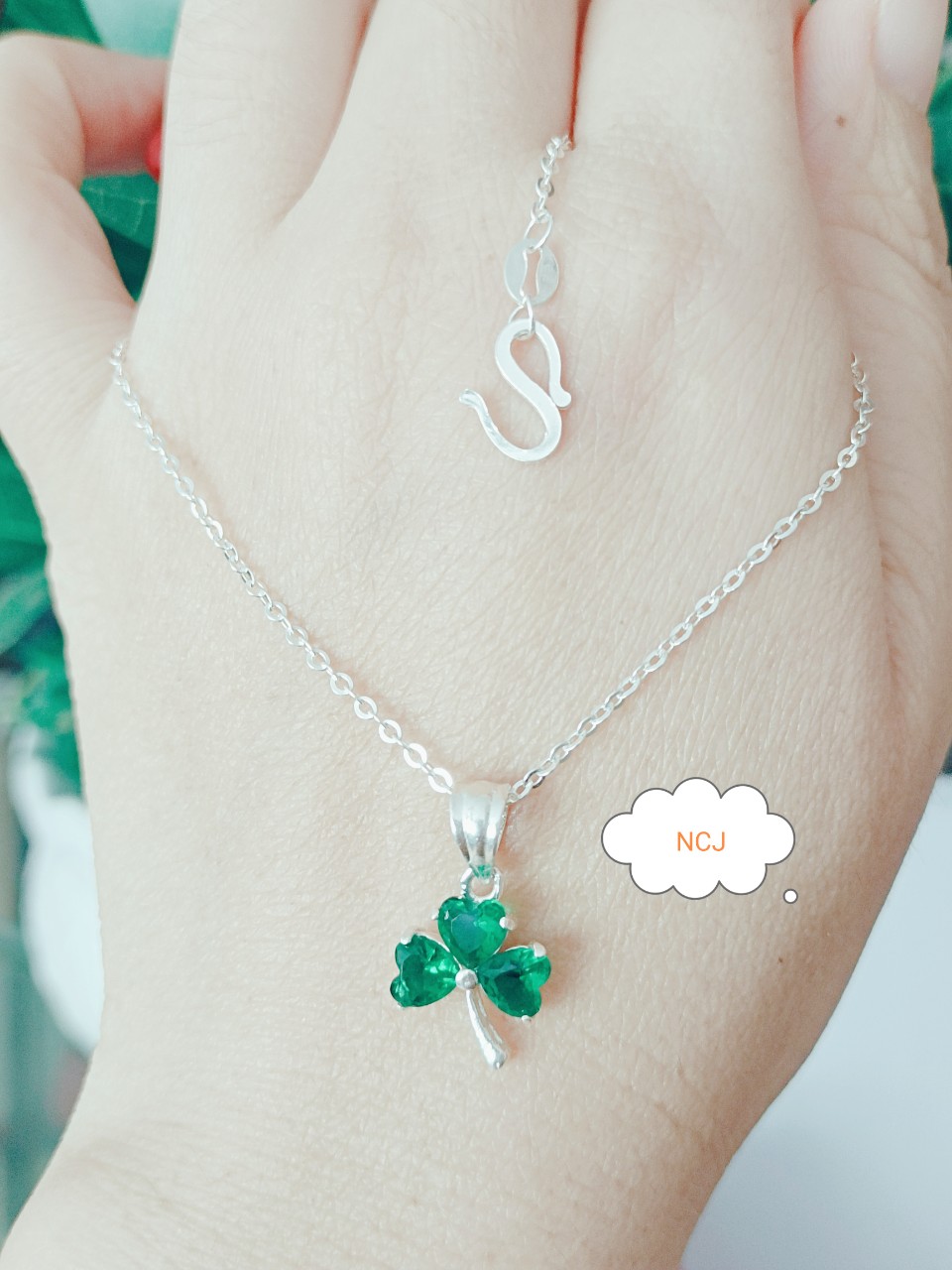 DÂY CHUYỀN BẠC MẶT ĐÍNH ĐÁ XANH XINH XẮN