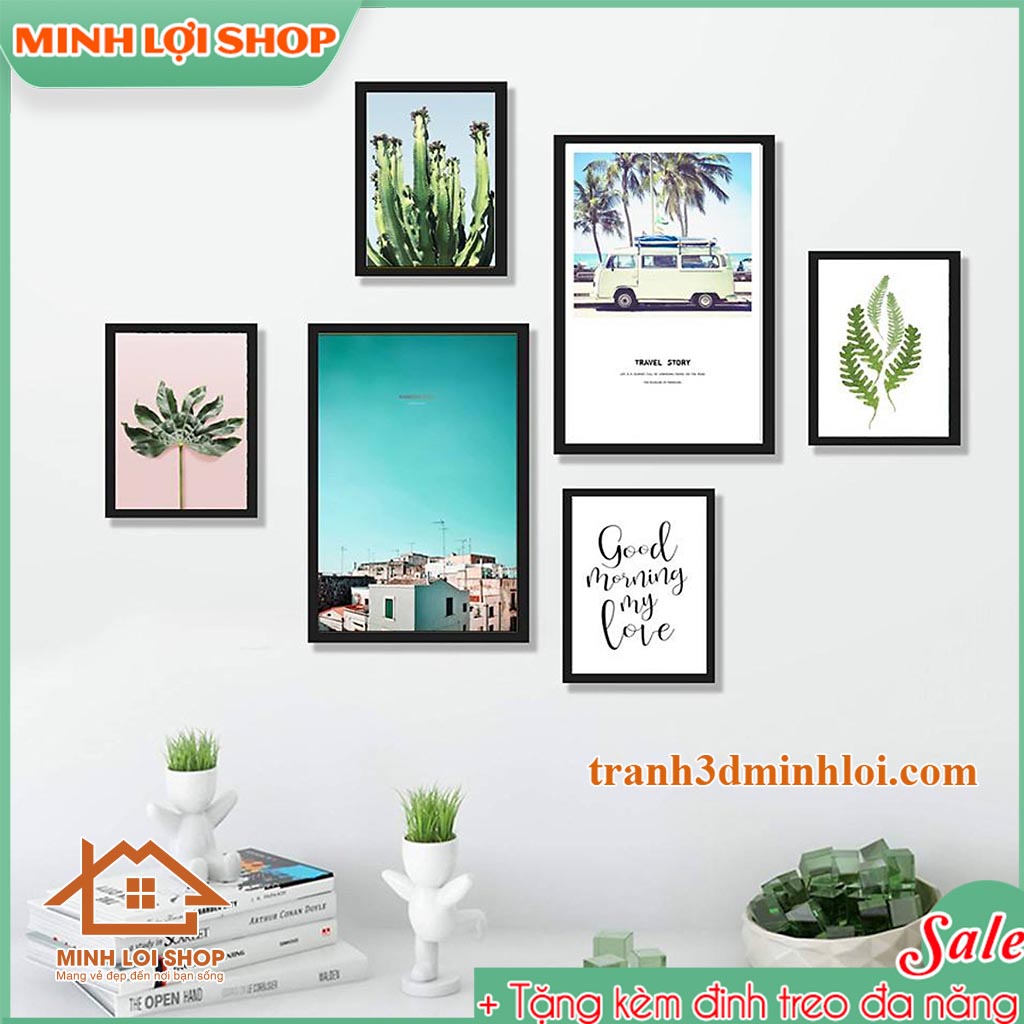 Bộ tranh canvas tropical thiên nhiên hoa lá trang trí không gian sống của bạn TẶNG KÈM ĐINH TREO
