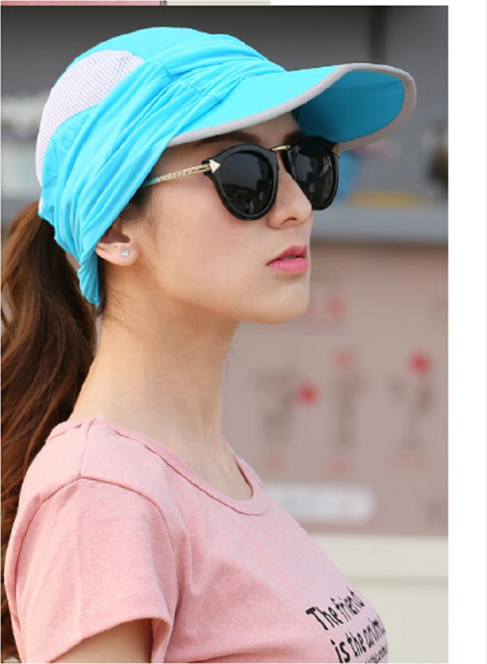 Hình ảnh Mũ chống nắng kèm khẩu trang nón kết chống nắng kèm khẩu trang đa năng màu xanh ngọc