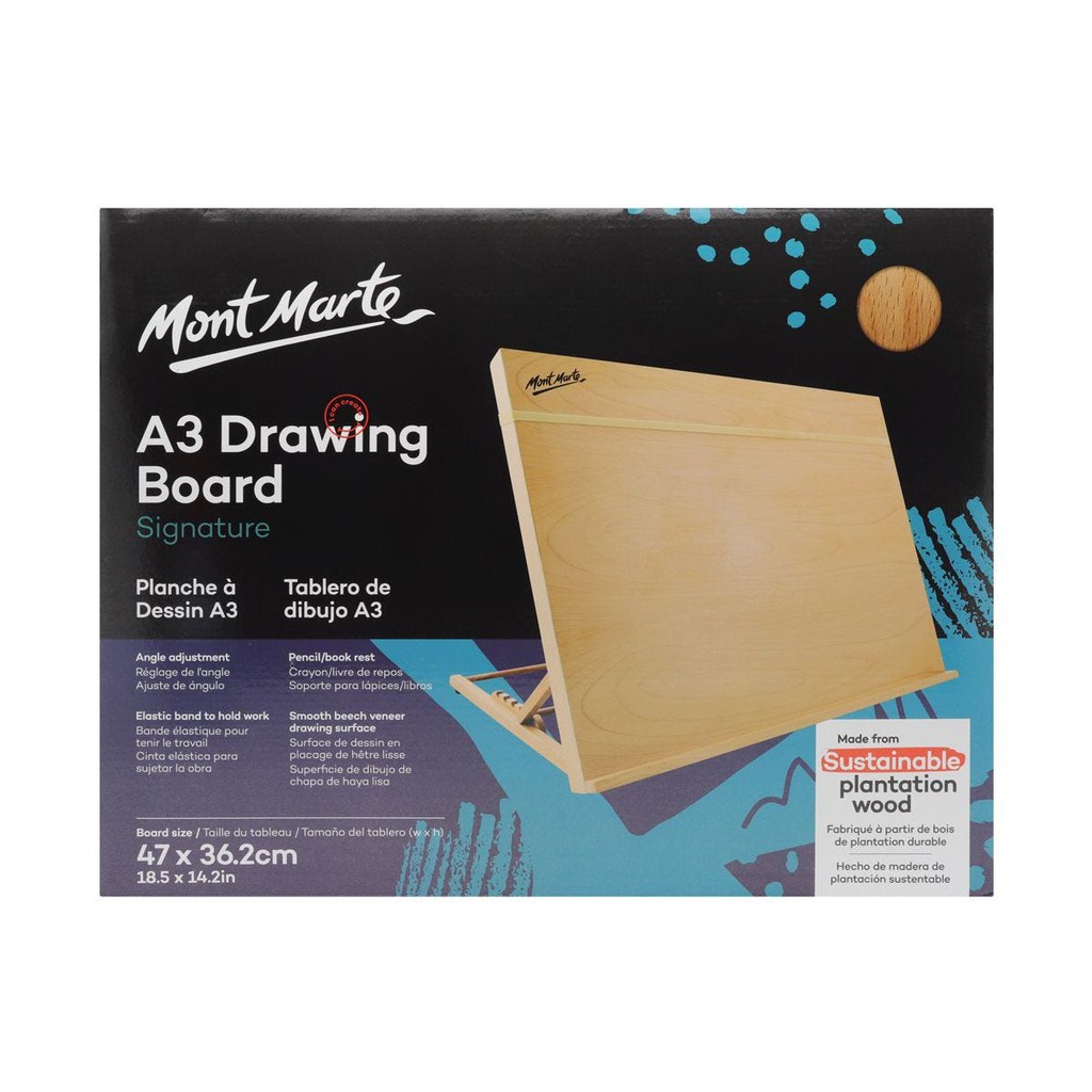 Bảng Vẽ Để Bàn Gỗ Sồi Mont Marte A2/A3 - Drawing Board Signature A2/A3 - MEA0033/MEA0034
