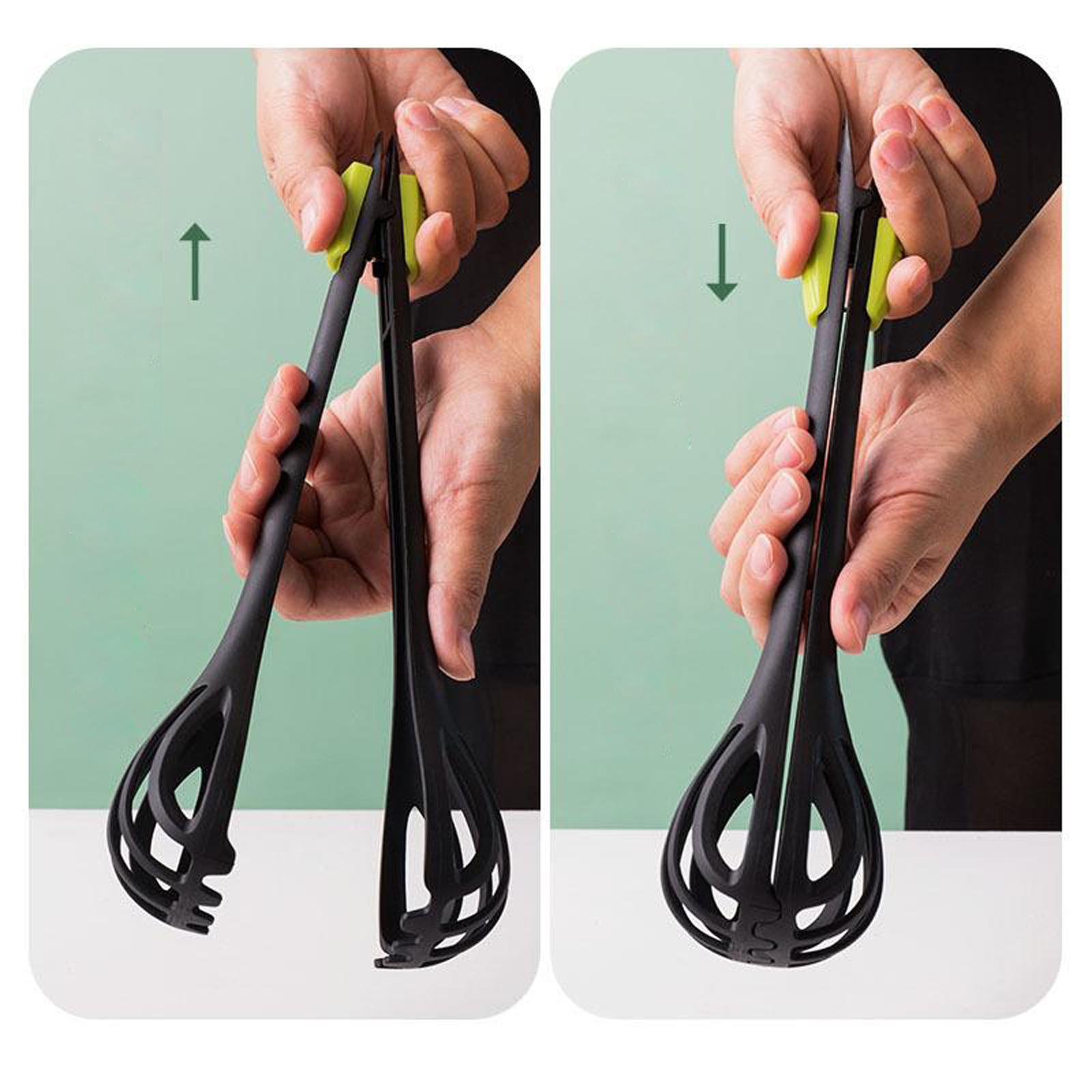 29cm Multi-functional Egg Beater, 2-in-1 Household Nylon Egg Whisk Mixer, Spaghetti Noodle Food Tongs with Hanging Holes