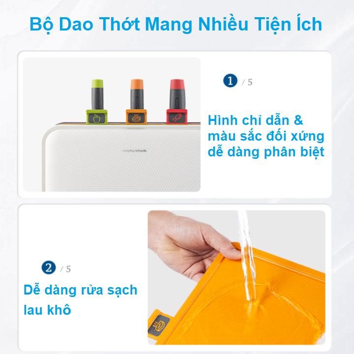 Bộ Dao Thớt Khử Khuẩn UV Và Sấy Khô 65ºC Morphy Richards MR1002 Thế Hệ Thứ 3 - Công suất: 130W - HÀNG NHẬP KHẨU