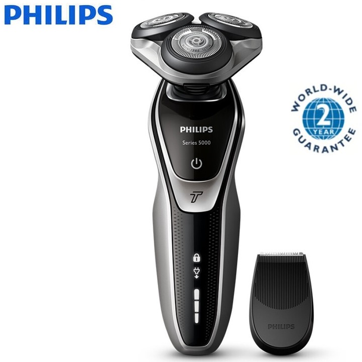 Máy cạo râu khô và ướt cao cấp Philips S5370/04 có đầu tỉa để tỉa tóc mai và ria mép - Hàng nhập khẩu