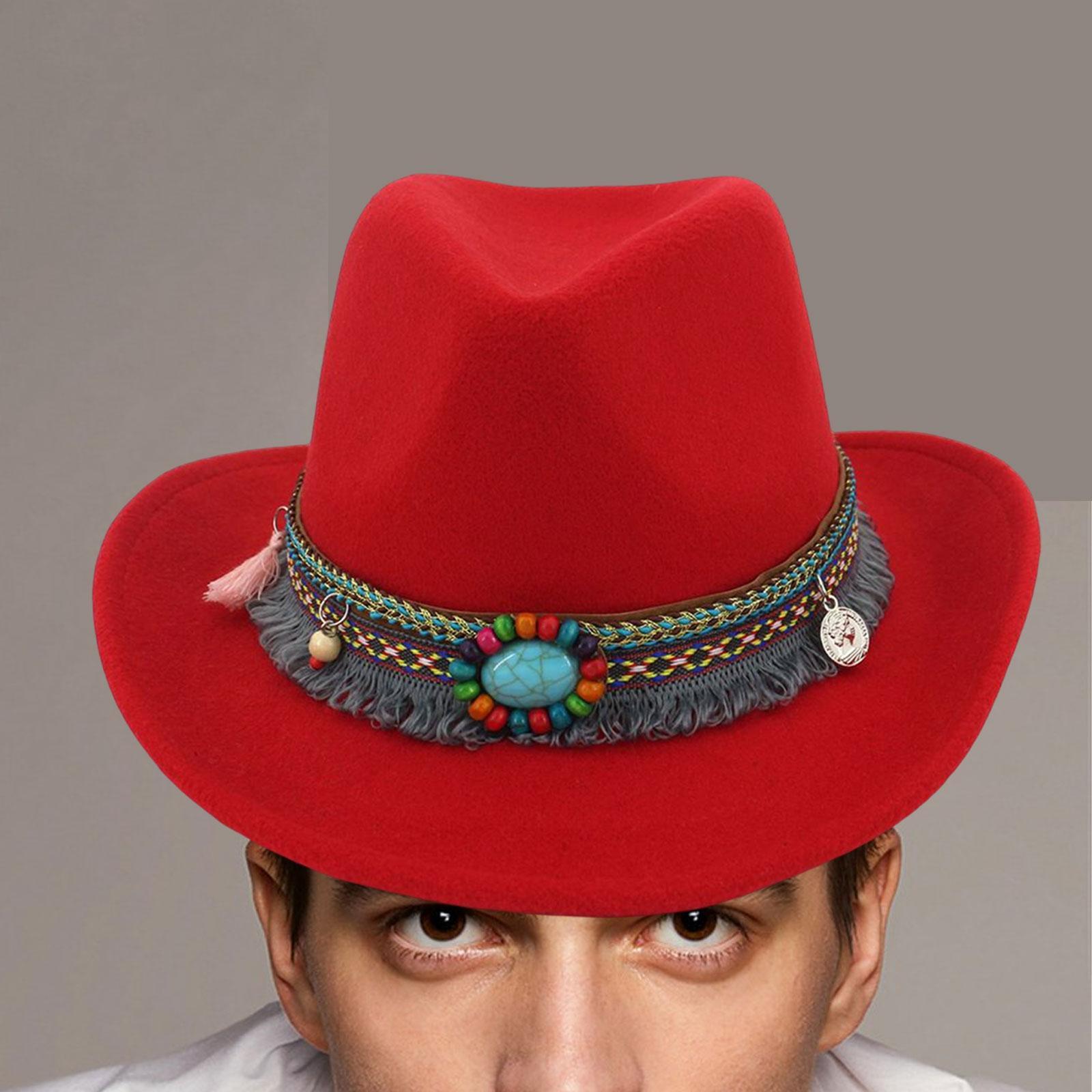 Women Men Western Cowboy Hat Fedora Hat Sun Hat for Festival party