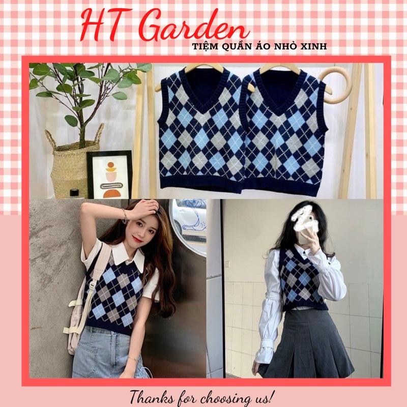 Áo len gile croptop hình quả trám