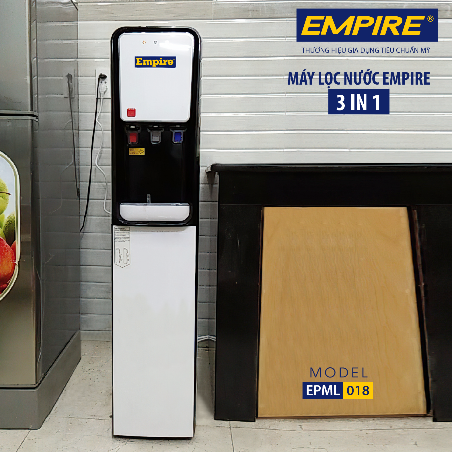 Cây nóng lạnh tích hợp máy lọc nước EMPIRE 3 trong 1 EPML018  - Hàng chính hãng.