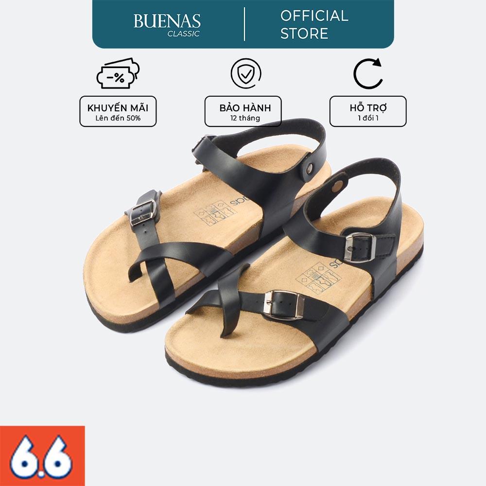 Dép đế trấu nam nữ da bò unisex birken quai chéo Buenas - BU02