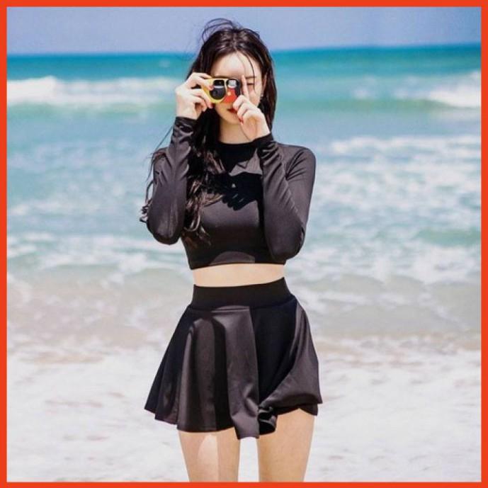 Bikini 2 Mảnh Dài Tay Che Nắng Hàn Quốc Áo Tắm Nữ Đi Biển Mùa Hè