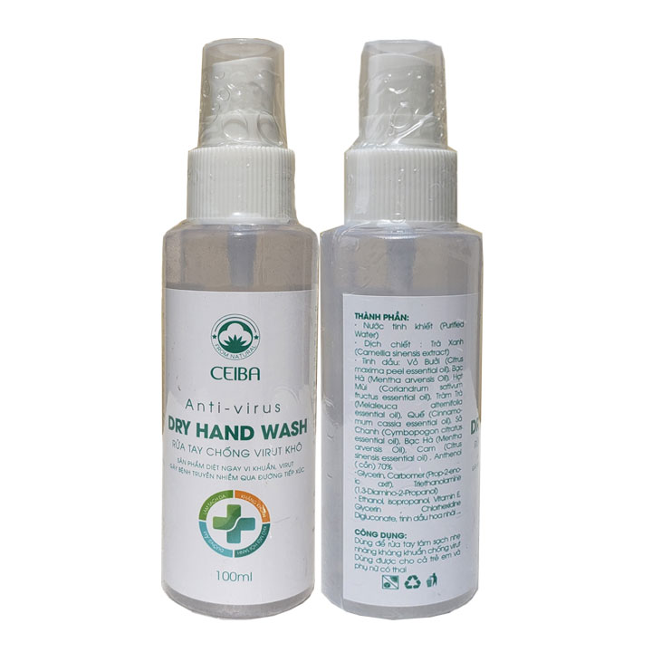 Nước rửa tay khô kháng khuẩn Dry Hand Wash Ceiba 100ml