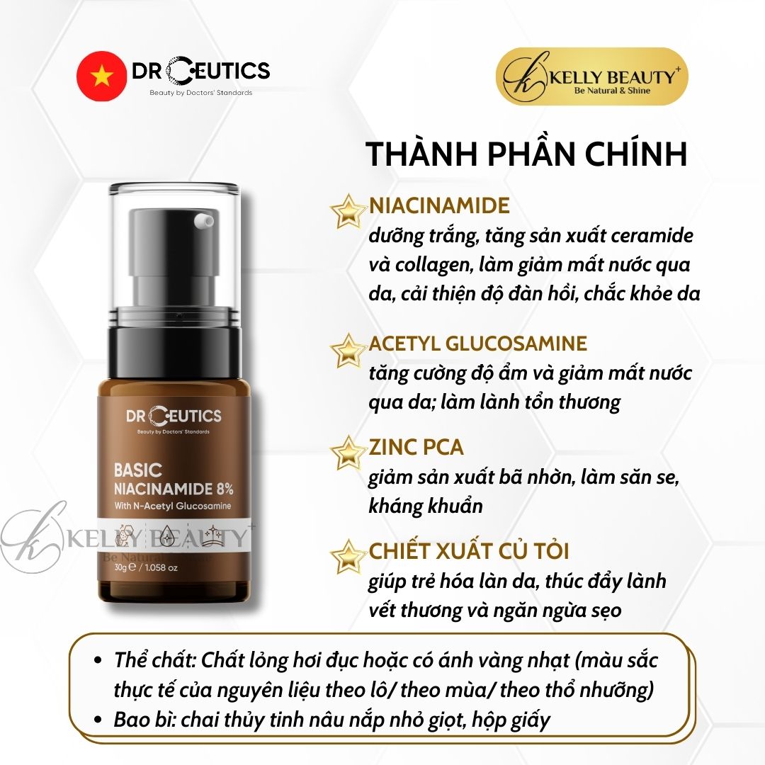 Tinh Chất Sáng Khỏe Da DrCeutics Basic Niacinamide 8% + NAG | Kelly Beauty