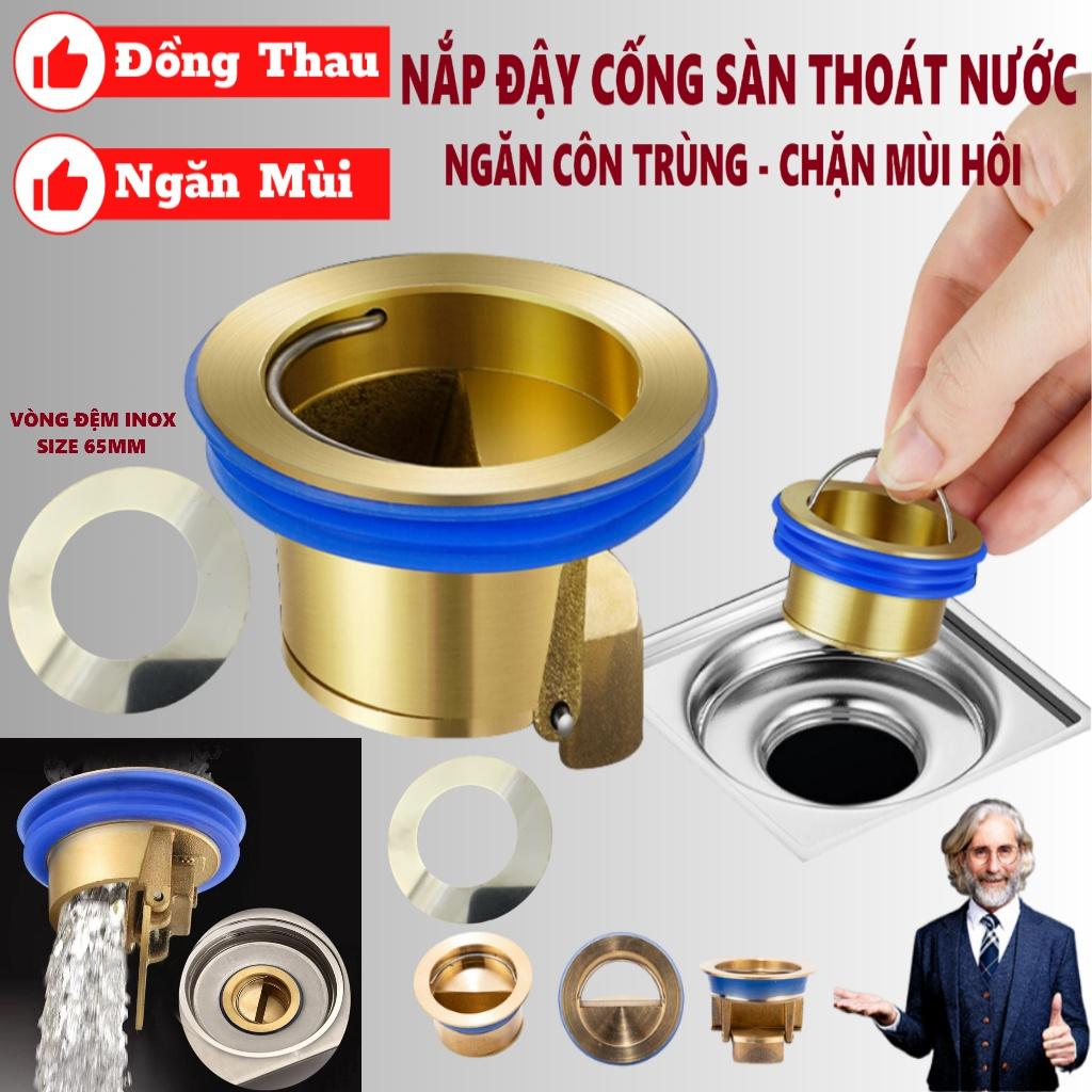 Nắp Đậy Cống Thoát Nước Sàn Nhà Tắm Chống Côn Trùng Tiện Dụng Kèm Vòng Đệm Inox 65mm Phù Hợp Mọi Kích Thước - Nắp Đậy + Vòng Đệm