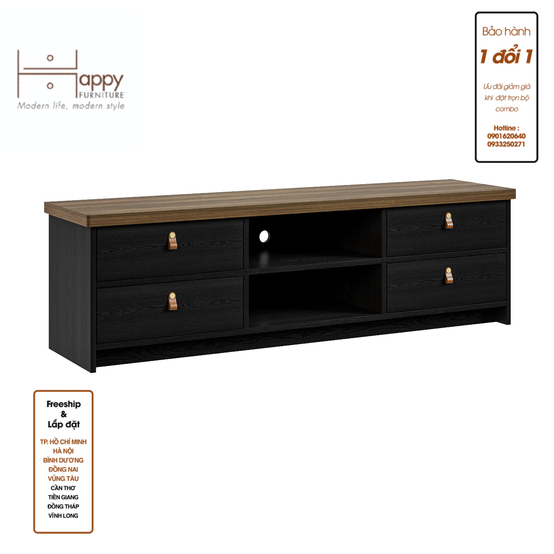 [Happy Home Furniture] NOMIA, Kệ Tivi 6 ngăn, 150cm x 38cm x 45cm ( DxRxC) , KTV_008