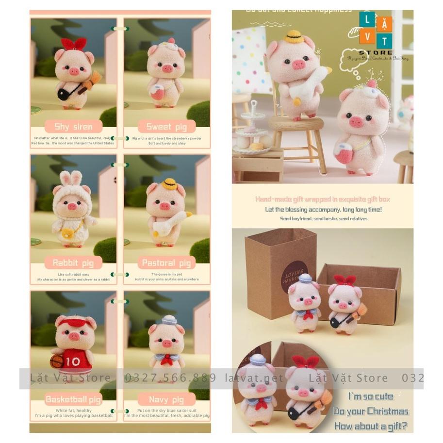 Bộ kit len chọc Gia Đình Heo Dễ Thương làm quà DIY, móc khoá từ handmade, có hướng dẫn - Needle felting Pig Familyđồ