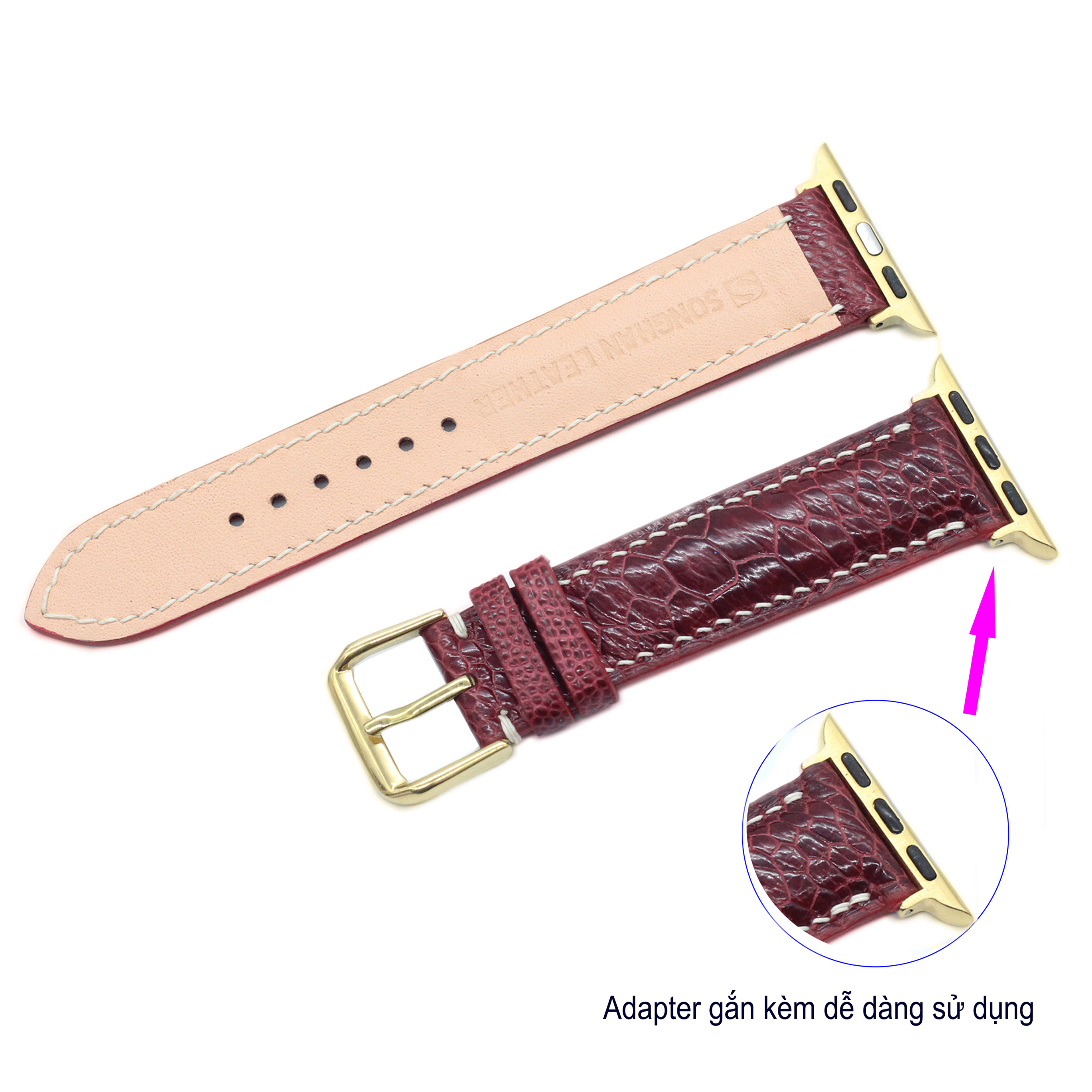 DÂY DA ĐÀ ĐIỂU THẬT HANDMADE HÀNG CHÍNH HÃNG SONGHAN LEATHER DÂY ĐEO THAY THẾ DÀNH CHO APPLE WATCH,   PHÙ HỢP CÁC DÒNG SERIES 1-2-3-4-5-6-SE-7 38mm 40mm 41mm 42mm 44mm 45mm AWOS-01T