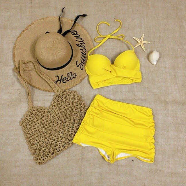 [NHIỀU MÀU] Bikini 2 mảnh áo crop xoắn nâng ngực mix quần short nhún kín đáo (HÌNH THẬT
