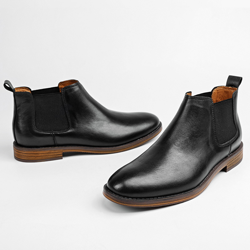 Giày chelsea boots da thật, giày bốt cổ cao big size cỡ lớn 46-47 cho nam cao to chân ú bè - BT218