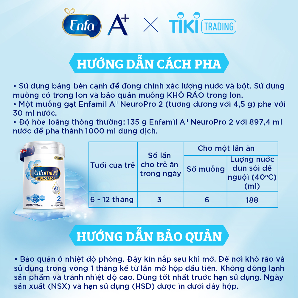 Sữa bột Enfamil A2 Neuropro 2 cho trẻ từ 6 - 12 tháng tuổi – 800g