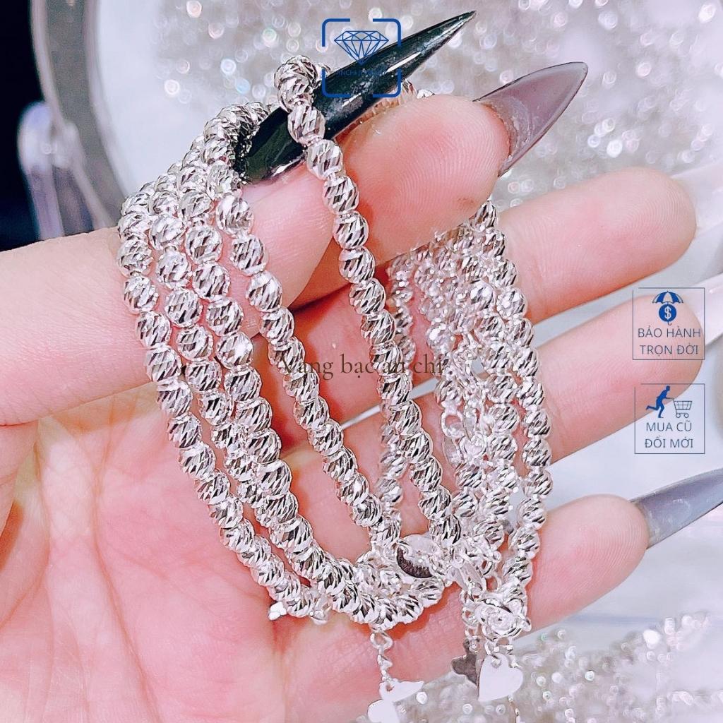 Vòng tay bi bạc 6mm phay sáng lấp lánh cực cute, trang sức bạc Anchi jewelry