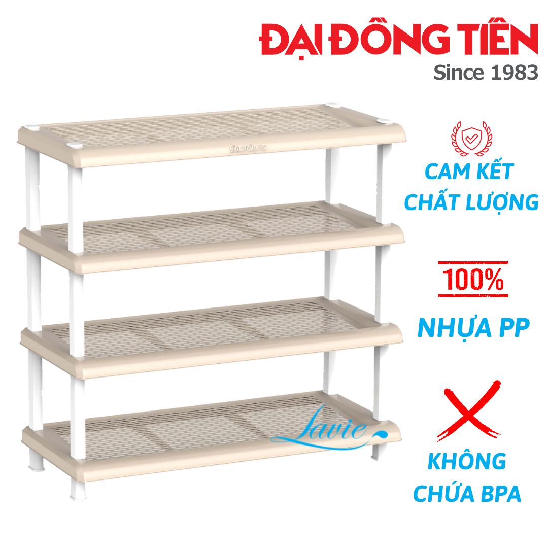 Kệ giày dép nhựa 4 tầng đa năng tiện dụng Đại Đồng Tiến 100% nhựa PP an toàn sức khỏe