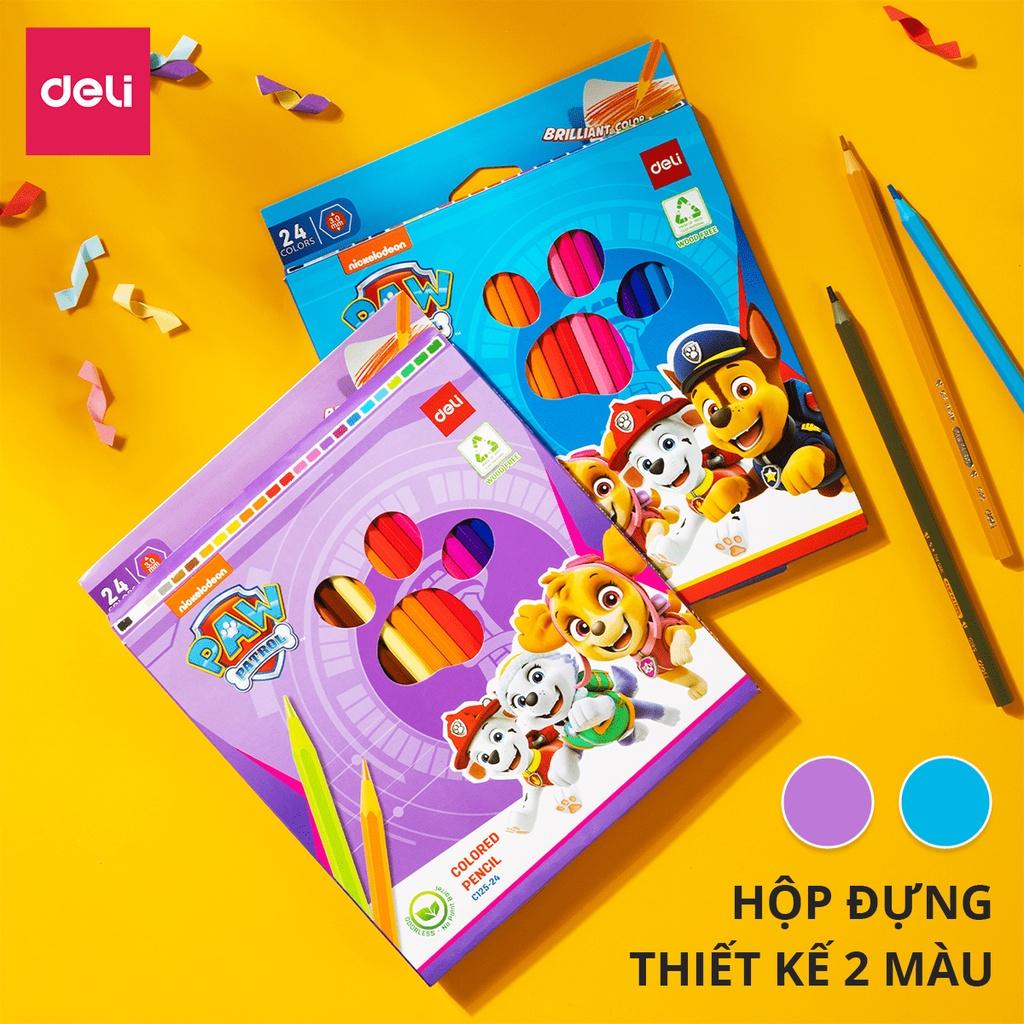 Bút Chì Màu Cho Bé Đội Chó Cứu Hộ Paw Patrol Dạng Hộp Vẽ Tranh Tô Màu Deli - Đầu Mềm Màu Sắc Tự Nhiên An Toàn - Vỏ Màu Xanh Hồng Ngẫu Nhiên - EC125