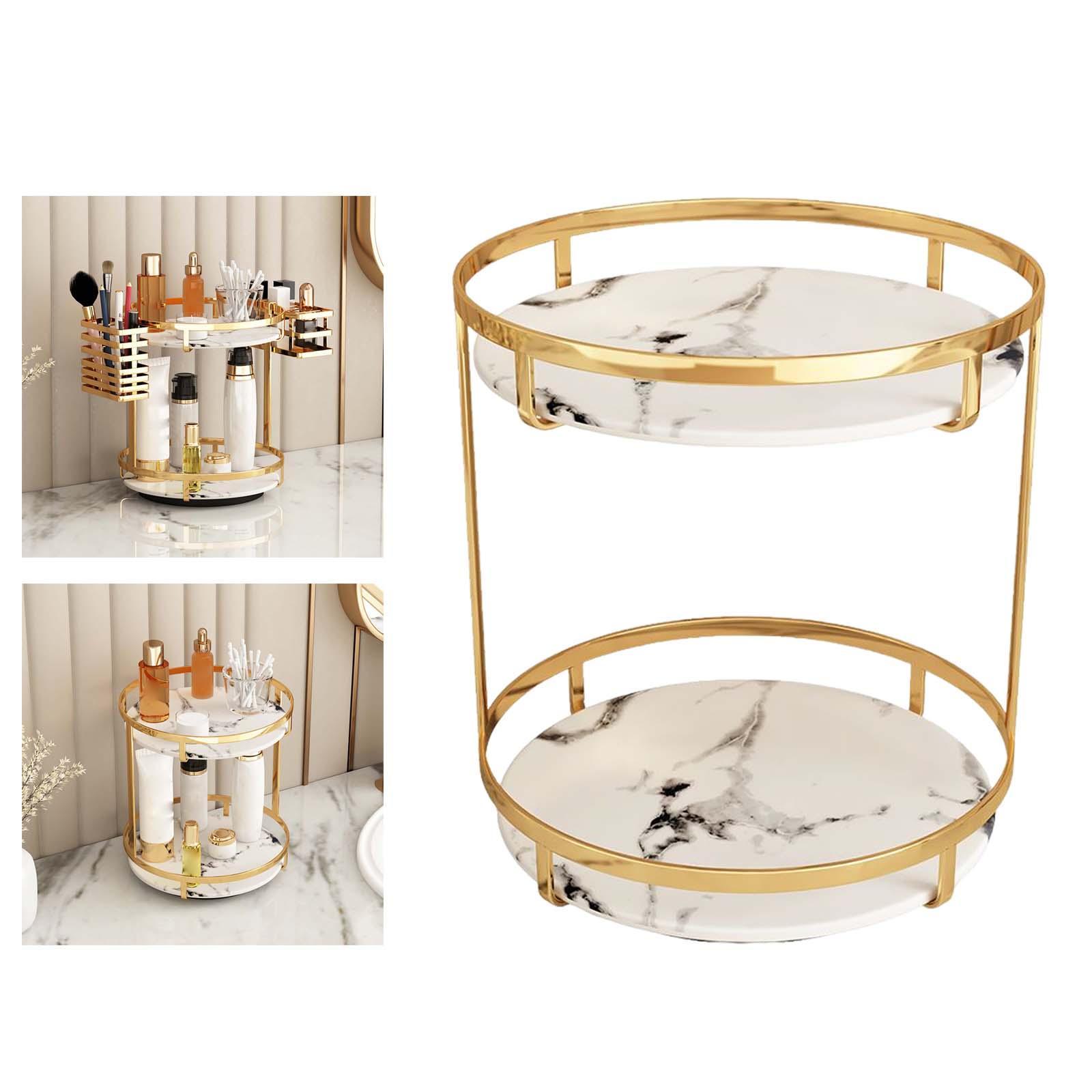 Multi Function Makeup Organizer, 360 Degree Rotating Double Layer Display Stand Storage Box for Dresser or Vanity Countertop Perfume Jewelry
