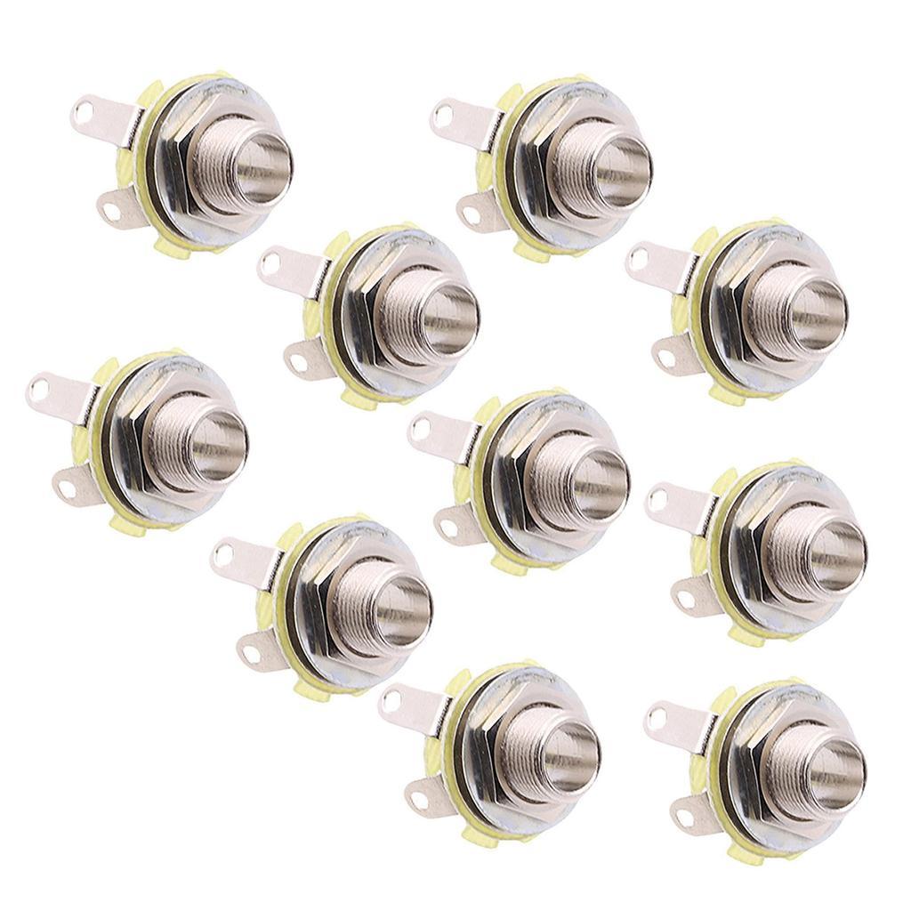 10pcs Chrome 1/4" 6.35mm Electric Guitar Bass Mono Jack Socket Guitar Parts
