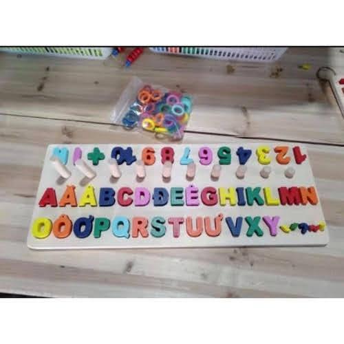 BẢNG CỌC GỖ NỔI CHỮ CÁI TIẾNG VIỆT,CHỮ SỐ CHO BÉ YÊU