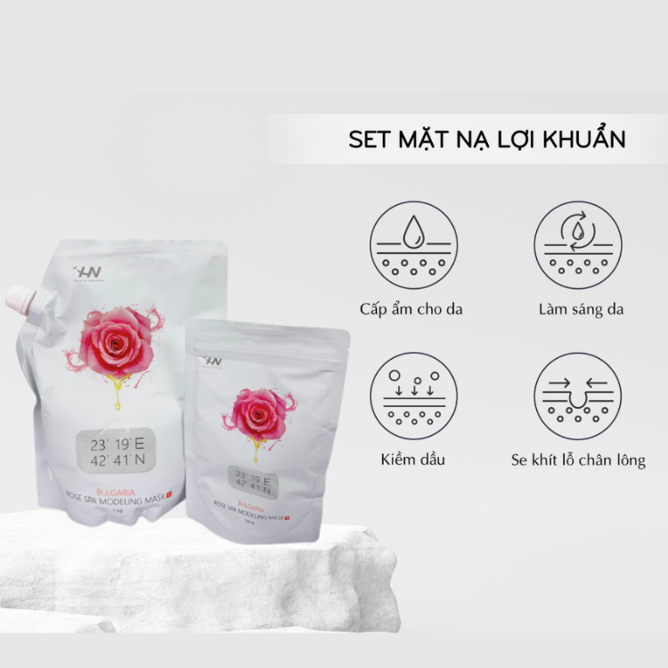 Mặt nạ Bulgaria Rose Spa Modeling 1kg, dưỡng trắng, cấp ẩm, căng bóng, chống lão hóa da