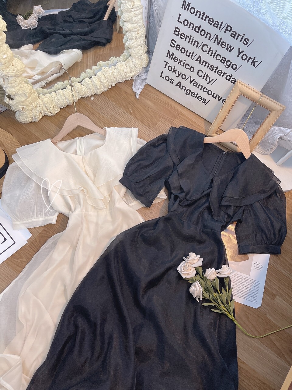 Đầm maxi tơ cổ bèo ulzzang hàn quốc