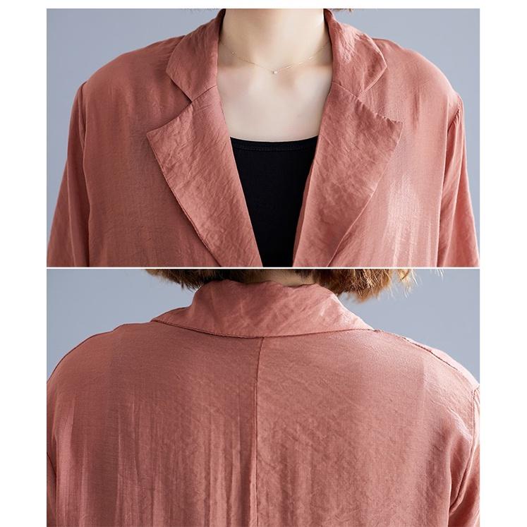 Áo vest Blazer Linen nữ dáng lửng tay lỡ 1 lớp, chất vải linen mềm mại, thời trang xuân hè - hồng phấn