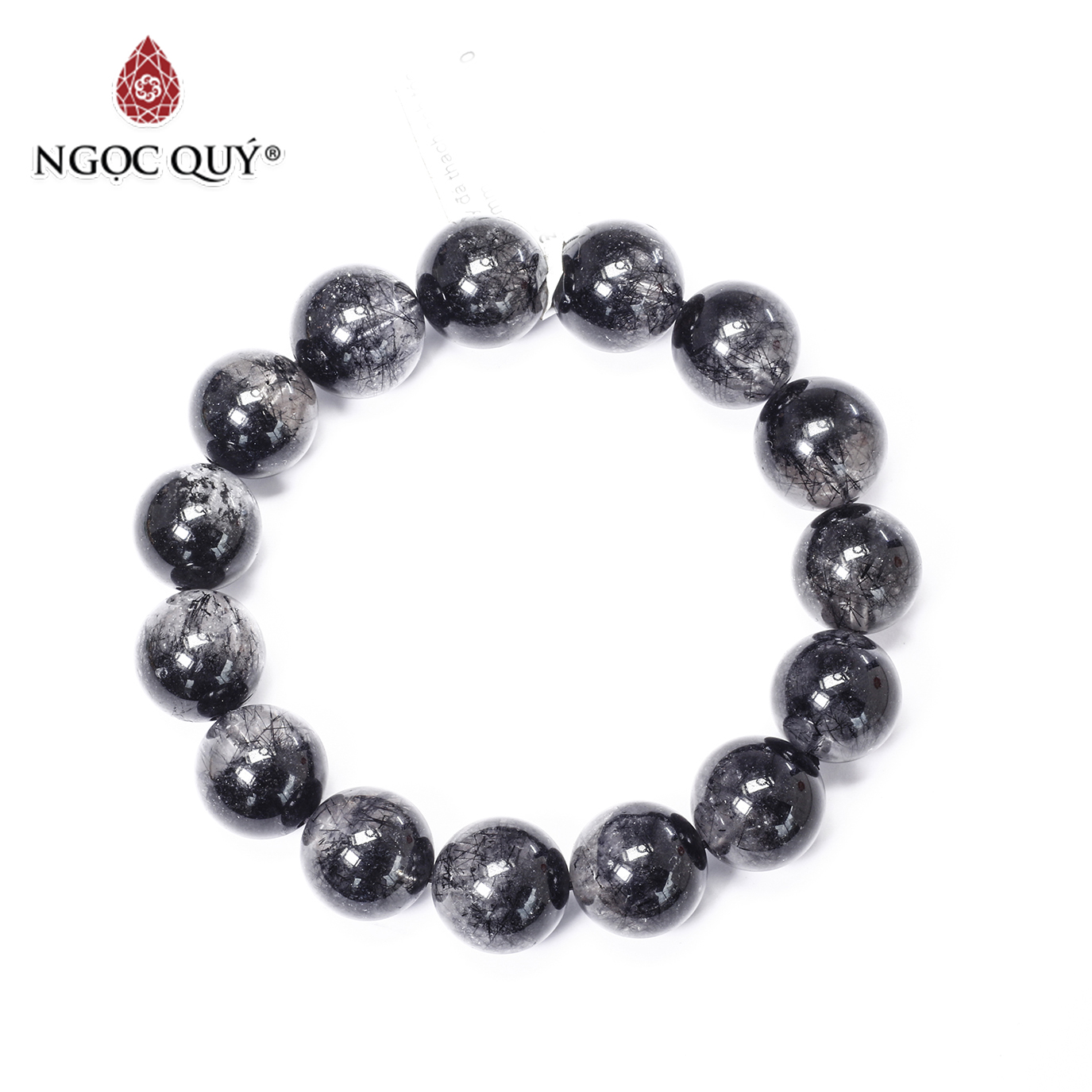 Vòng tay đá thạch anh ưu linh tóc đen 13mm mệnh thủy, mộc - Ngọc Quý Gemstones