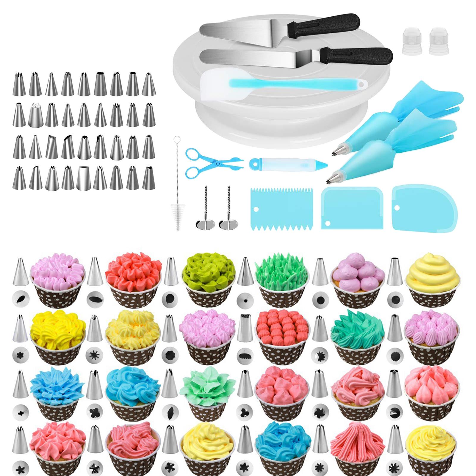 52pcs Cake Decorating Kit Cake Decoration Supplies Set Tool for Home Kitchen, Cake Decoration Equipment Supplies w/ Cake Turntable & Icing Spatula