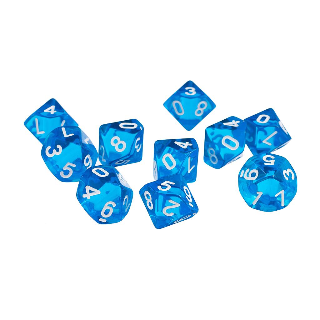 20 Pieces D10 Polyhedral Dice for Dungeons and Dragons Blue+Green