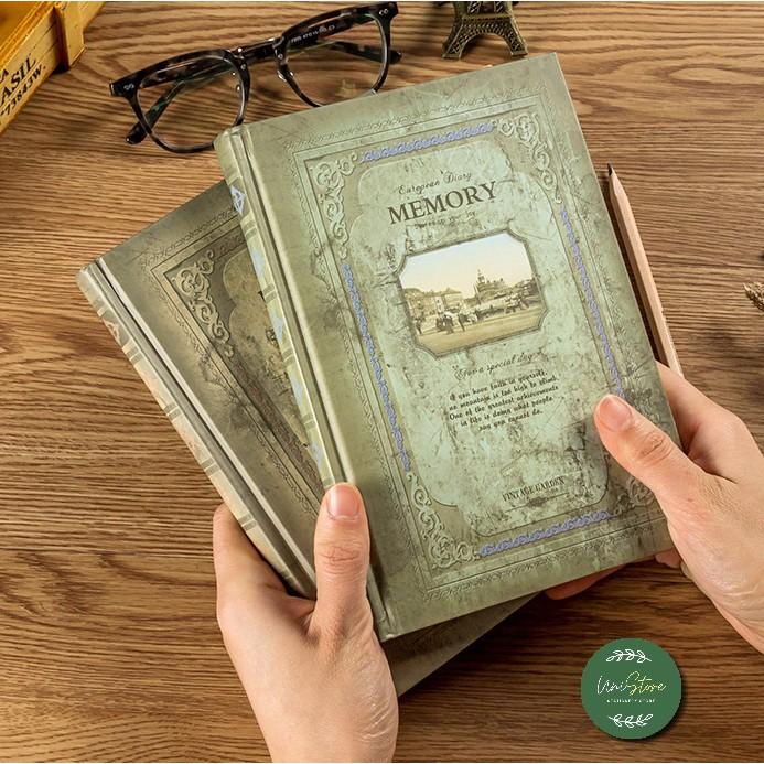 Sổ tay ghi chép kẻ ngang vintage - sổ nhật kí kẻ ngang bìa cứng phong cách cổ điển memory