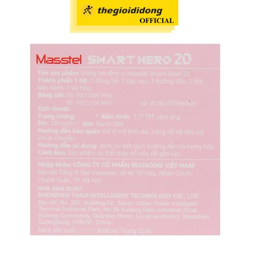 Đồng hồ định vị trẻ em Masstel Smart Hero 20 58.2mm - Hàng Chính Hãng